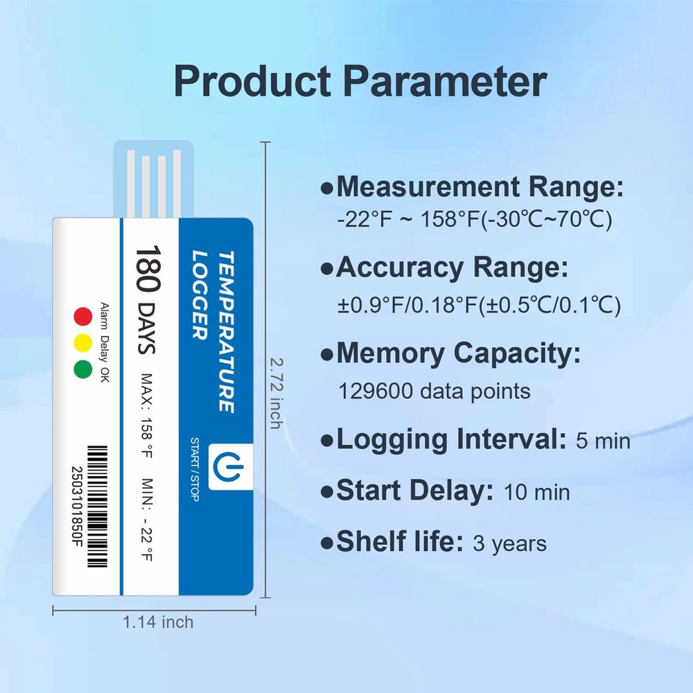 Temperature Data Logger USB 5 Pack Disposable Logger, 129600 5pack