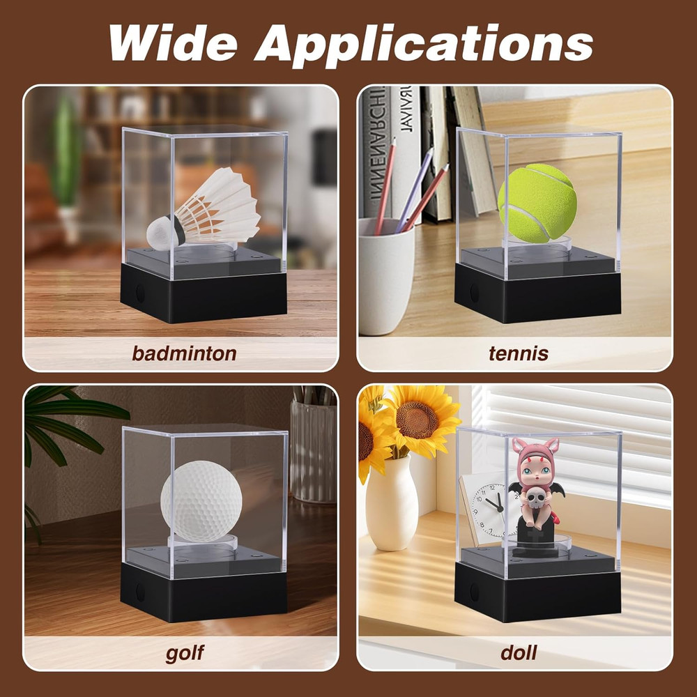 Clear Baseball Display Case with Led Light, Lighted Baseball Case for Display, A