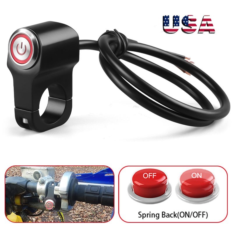 7/8" Motorcycle ATV Handlebar Control Start Switch Momentary Horn Push Button