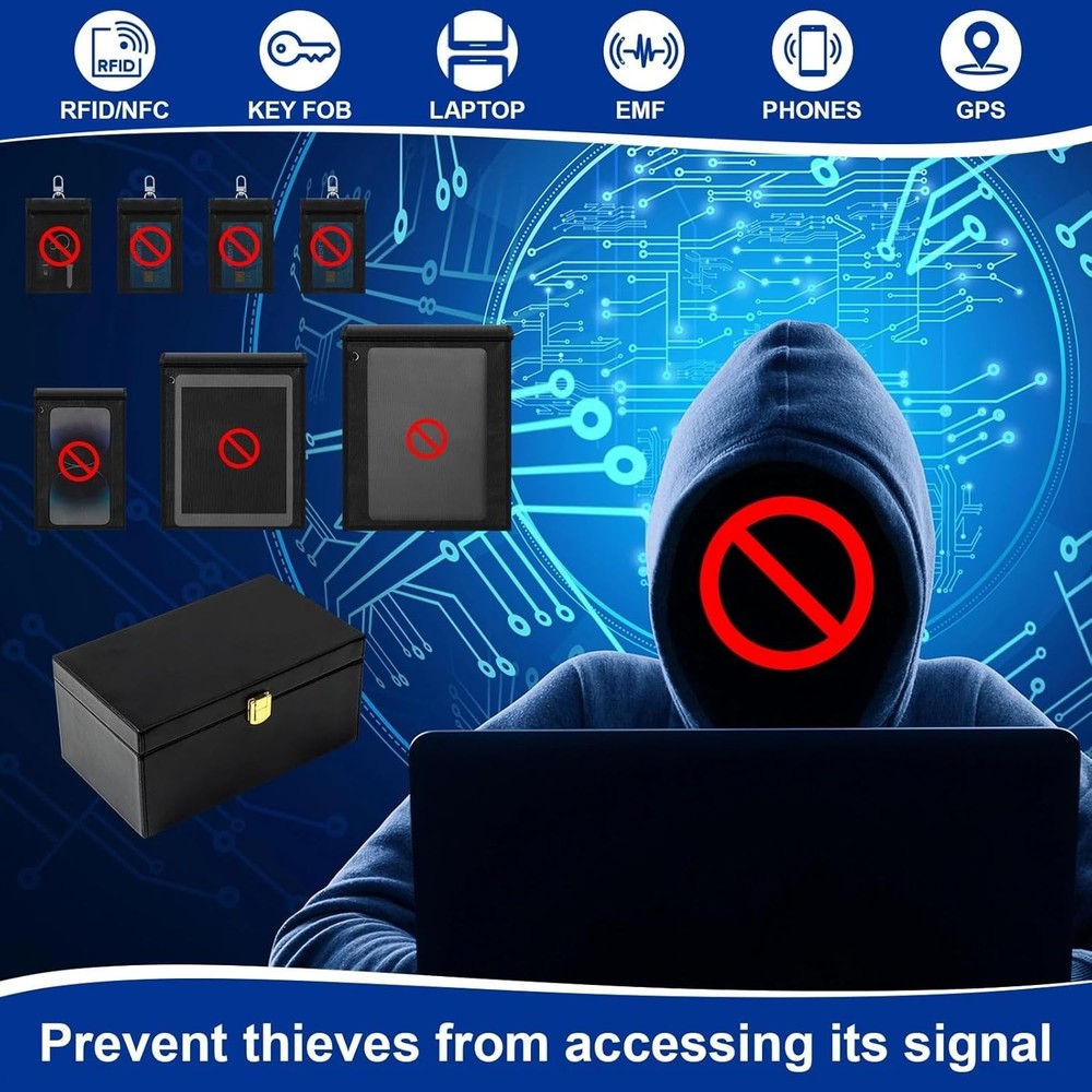 Faraday Box & Multi-Sized Bags - Fireproof, Waterproof Travel Security Solution