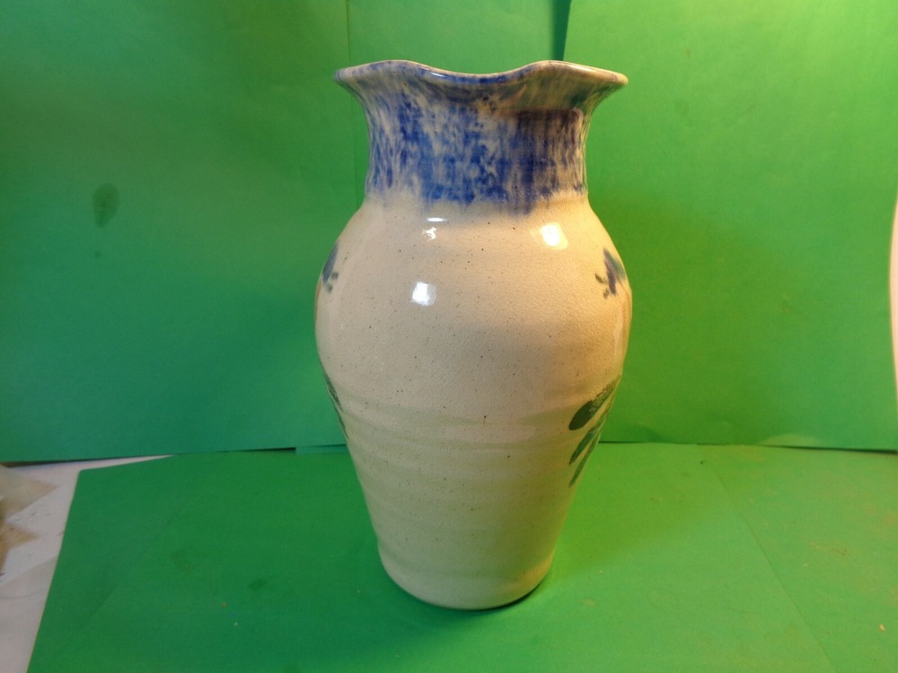 Studio Pottery 8 1/2" Pitcher, Bird Pattern, Signed (Used/EUC)