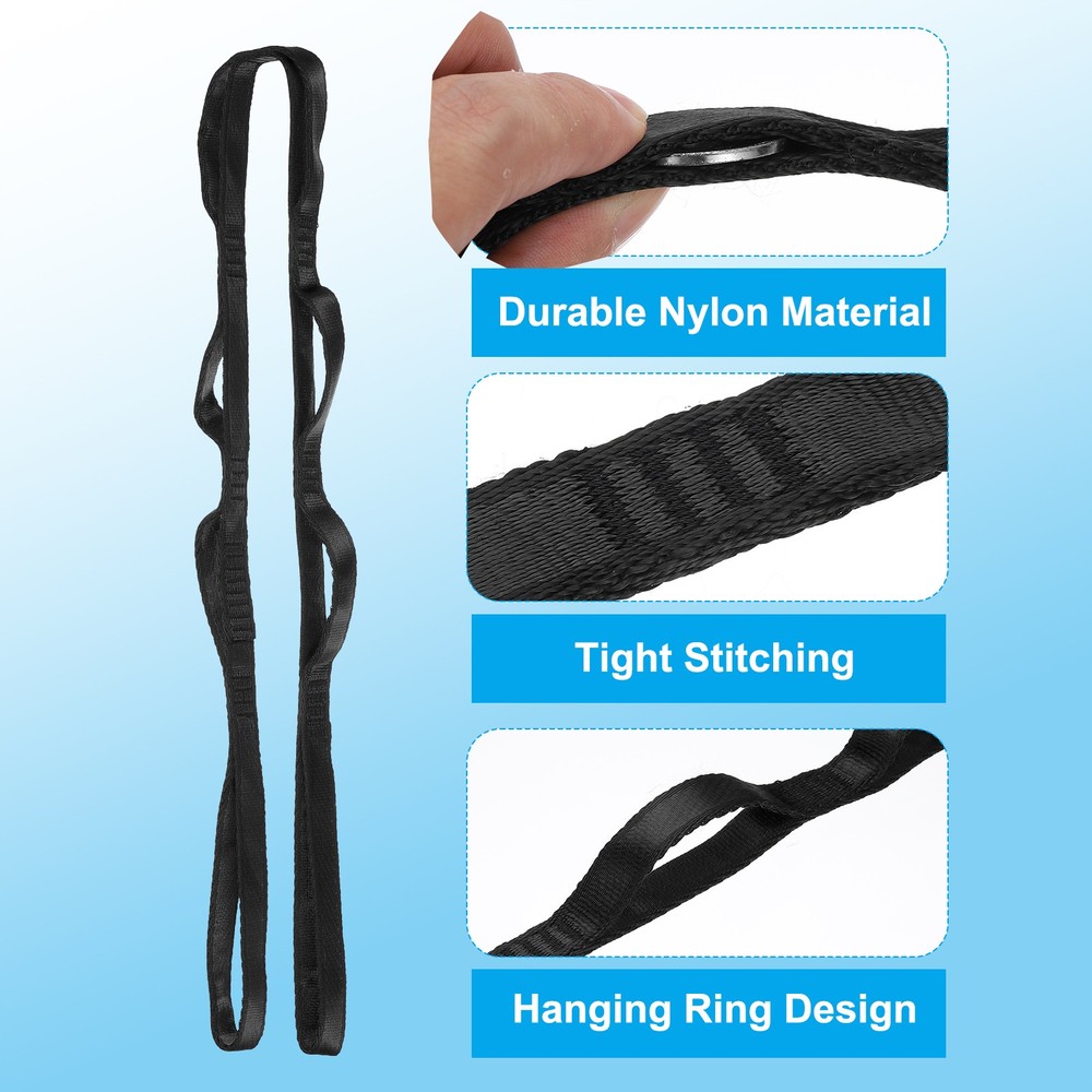 2Pcs Daisy Chain Straps Strong Climbing Strap Adjustable with 8 Loops Black