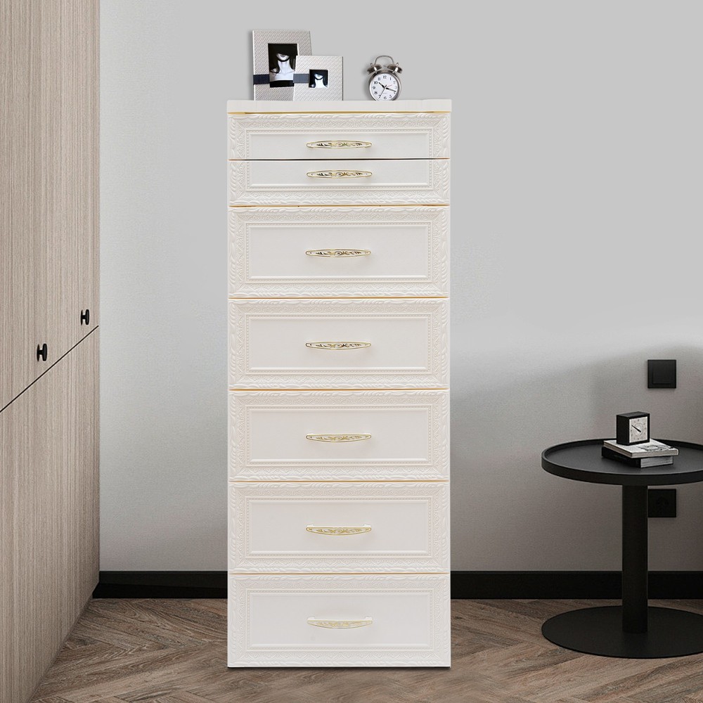 6-Tier Rolling Storage Cabinet, Durable PP Organizer with Drawers