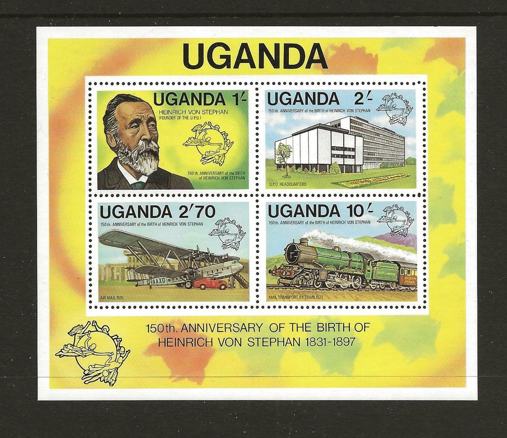 1982 Uganda Von Stephan 150th Anniversary Minisheet SG MS340 Unmounted Mint
