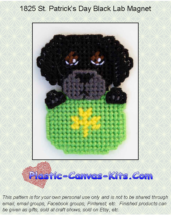 St. Patrick's Day Black Lab Magnet-Plastic Canvas Pattern/Kit