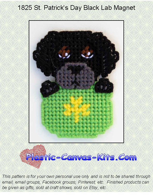 St. Patrick's Day Black Lab Magnet-Plastic Canvas Pattern/Kit
