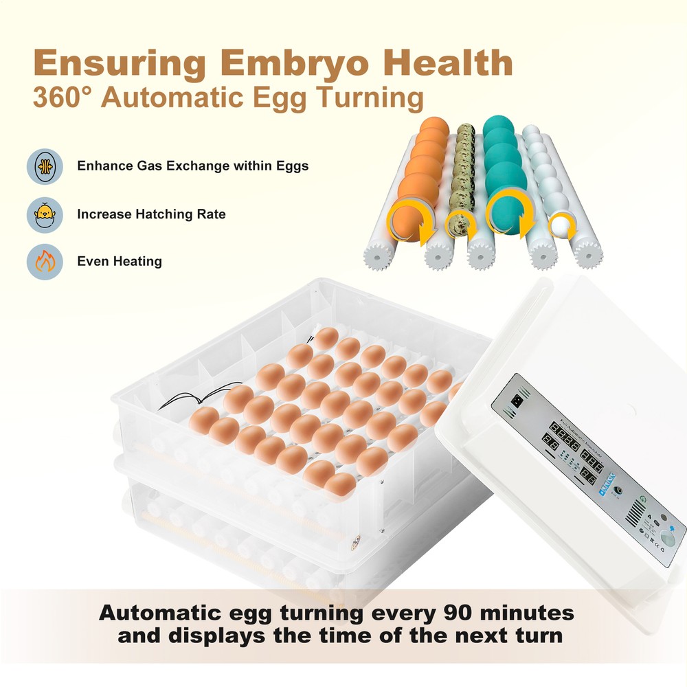 Egg Incubator, 120 Eggs Fully Automatic & Digital Incubator for Hatching Poultry