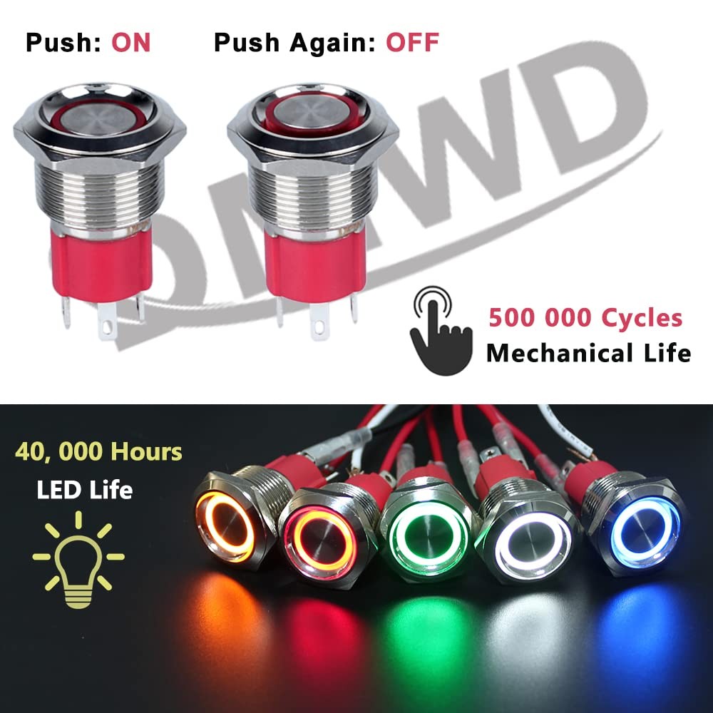 19mm Heavy Duty Latching Metal Push Button Switch Latching, Blue