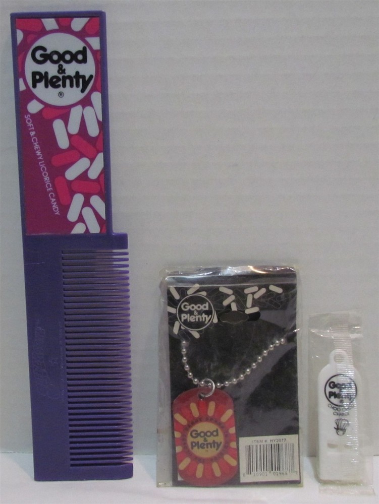 Good and Plenty Candy Items: Whistle, Keychain & Comb