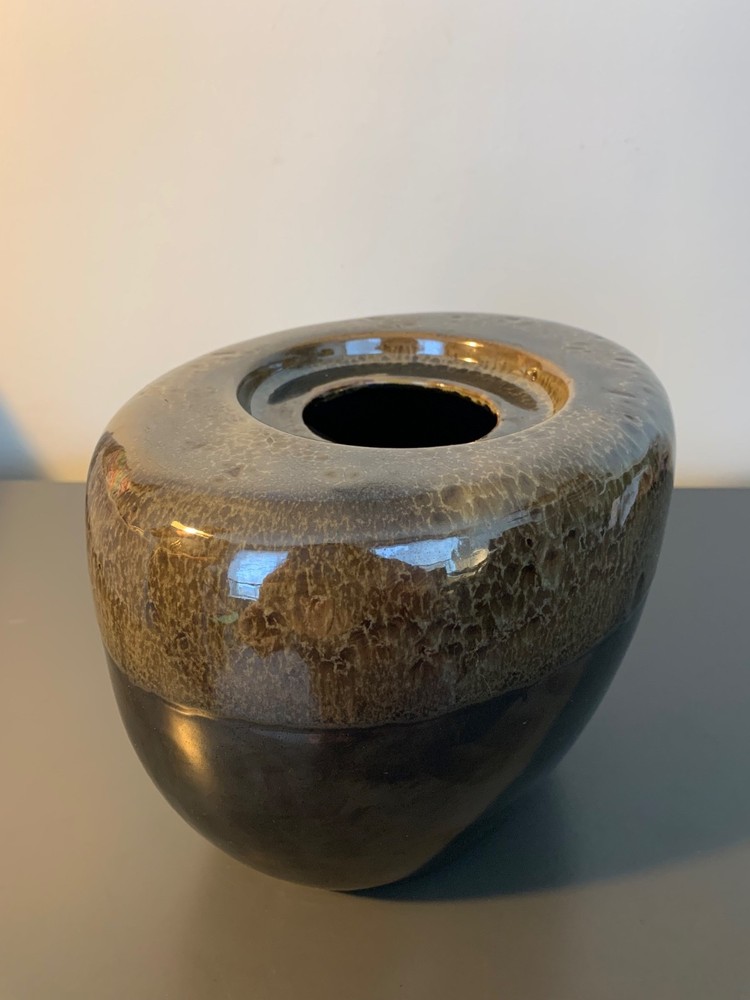Handmade Studio Pottery Ceramic Planter | Fire Bowl – Drip Glaze – CA04 Marked