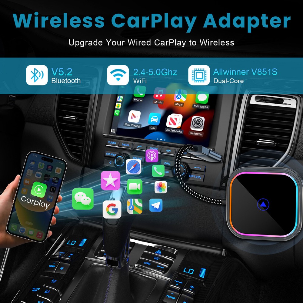 Wireless CarPlay/Android Auto Adapter For Apple Android Wireless Carplay Dongle