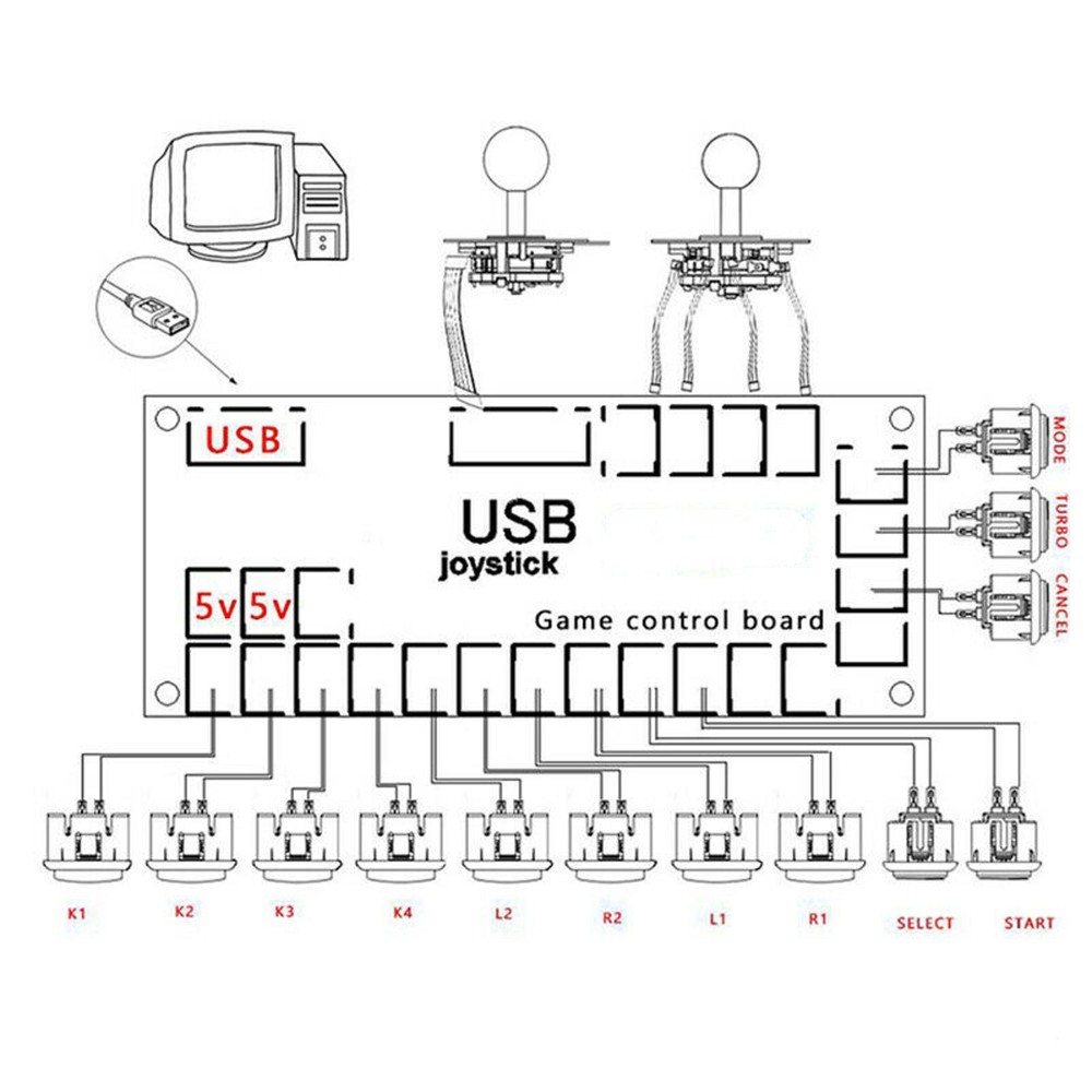 Quimat Zero Delay Arcade USB Encoder Board to Joystick for Mame Jamma Other PC F