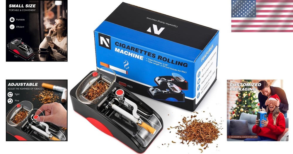 Eco-Friendly Mini Rolling Machine with Adjustable Tightness - Durable Red Design