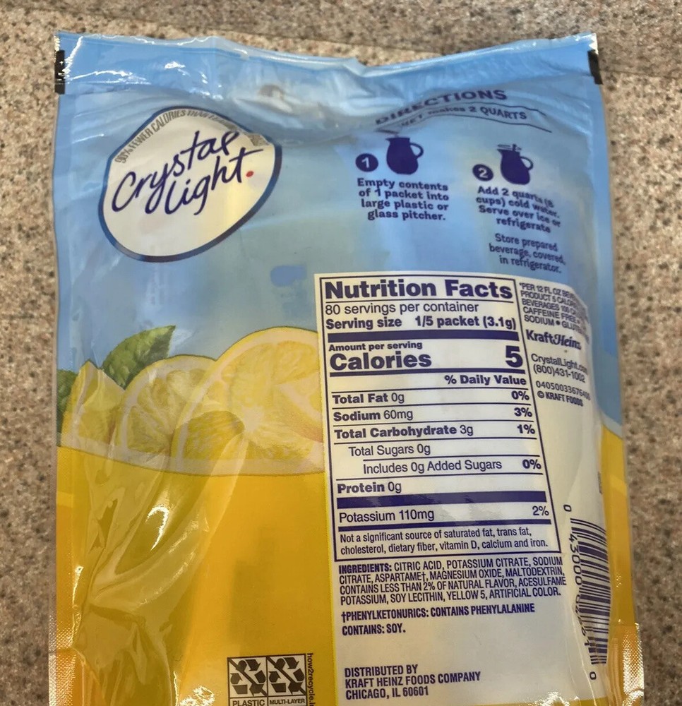 Crystal Light Lemonade Drink Mix 16 Packets- Makes 32 Quarts - (4 PACK)