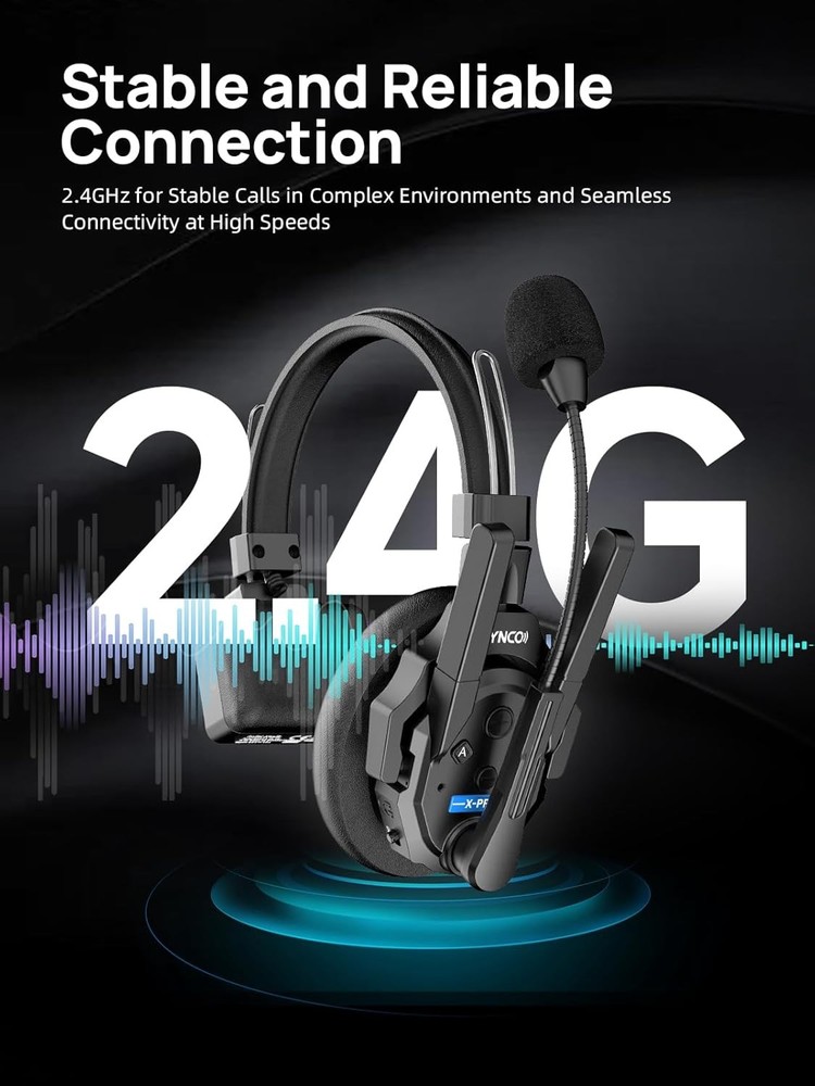 SYNCO XTALK XPRO Wireless Intercom Headset System 24H Battery 500m/1640ft Range