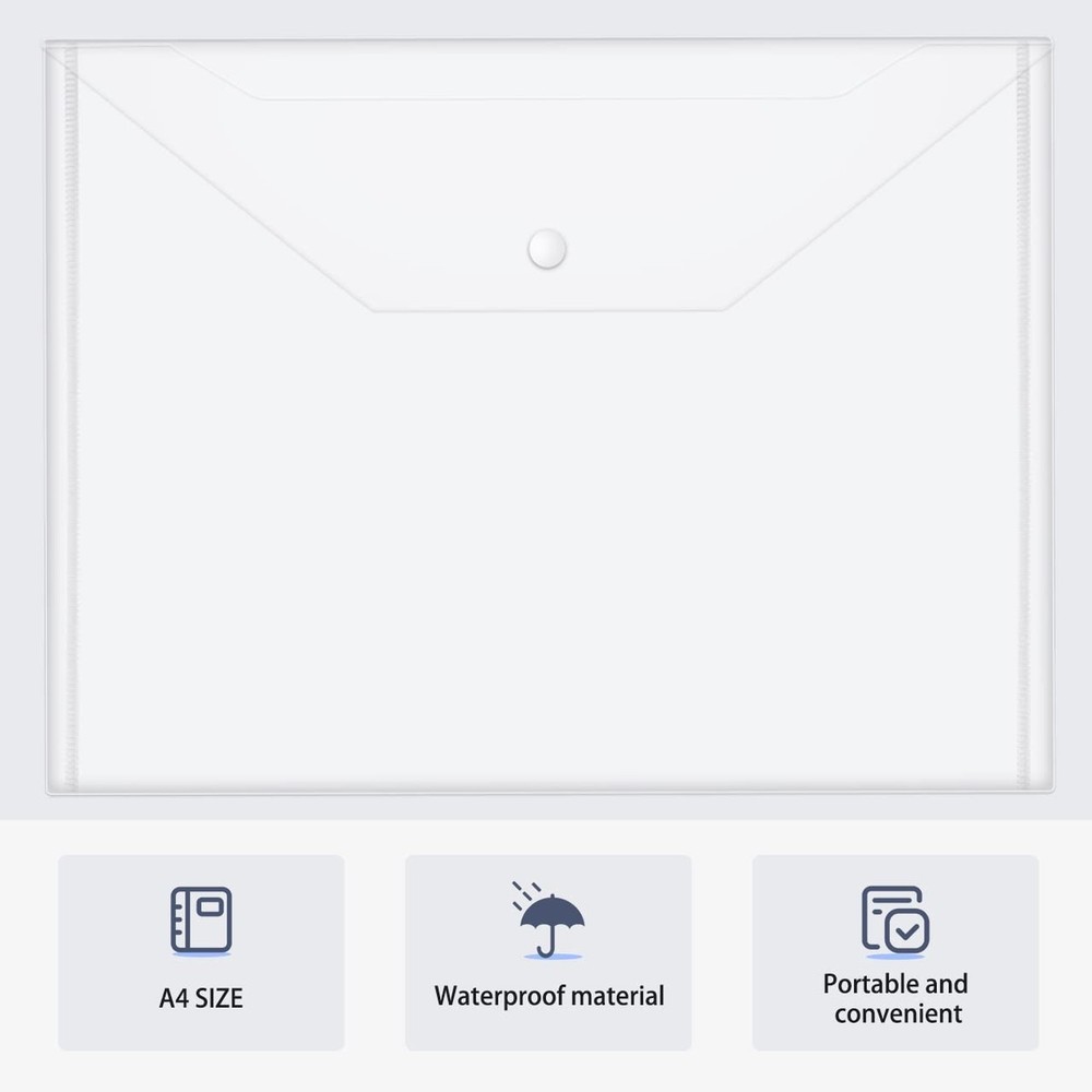JIKIOU 30pcs Plastic Envelopes, Clear Reusable Poly Envelope Waterproof File ...