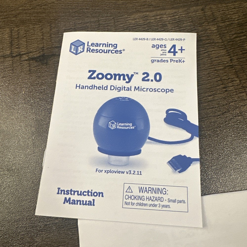 Learning Resources Zoomy 2.0 Handheld Digital Microscope STEM 54X Mag A5