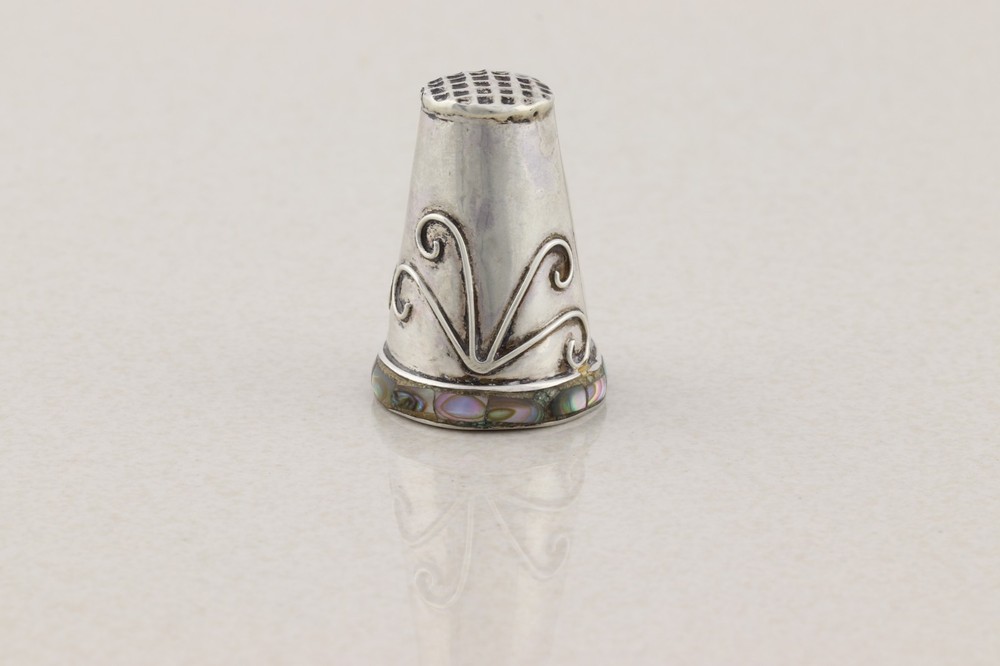 Sterling Silver Abalone Thimble 11/16" Opening Size 11