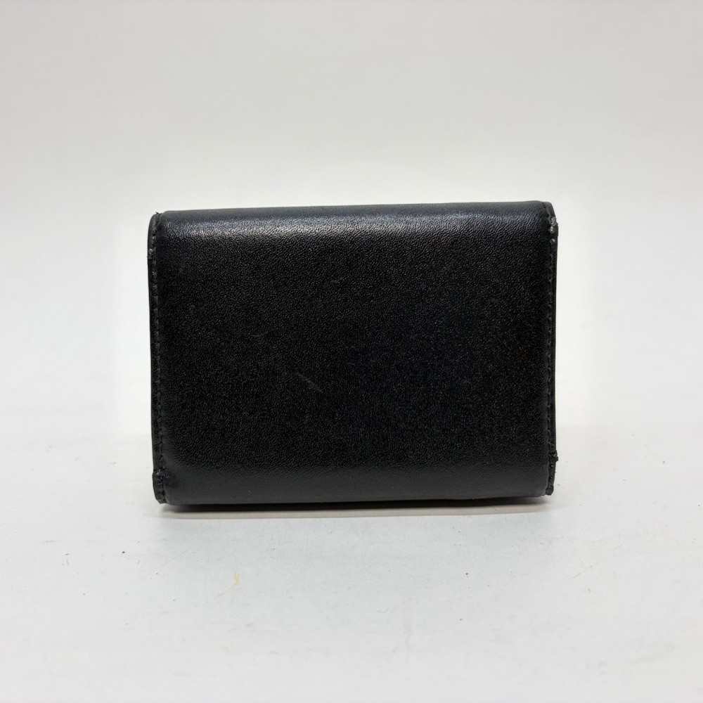 FENDI Three-Fold Wallet Monster Compact Wallet Leather Black