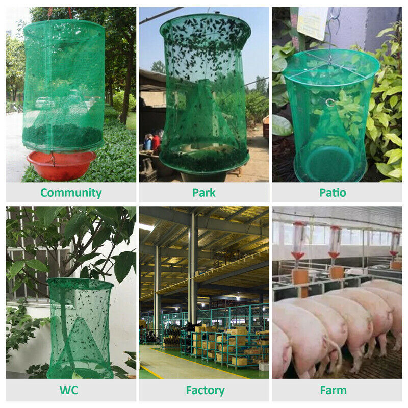 2 Pack Reusable Ranch Fly Trap Cage Net, Pest Bug Fly Catcher Killer