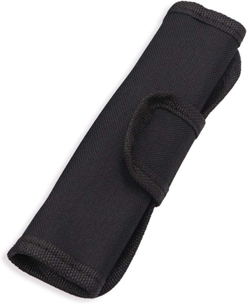 Compact Tool Roll-Up Pouch with Multiple Pockets for Small Accessories - Black