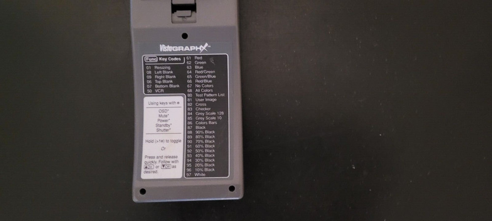 ELECTROHOME VISTAGRAPHX REMOTE CONTROL