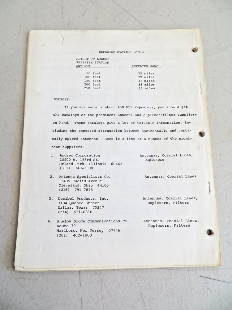 Regency Mobile Relay Repeater Application Manual Guide Vintage