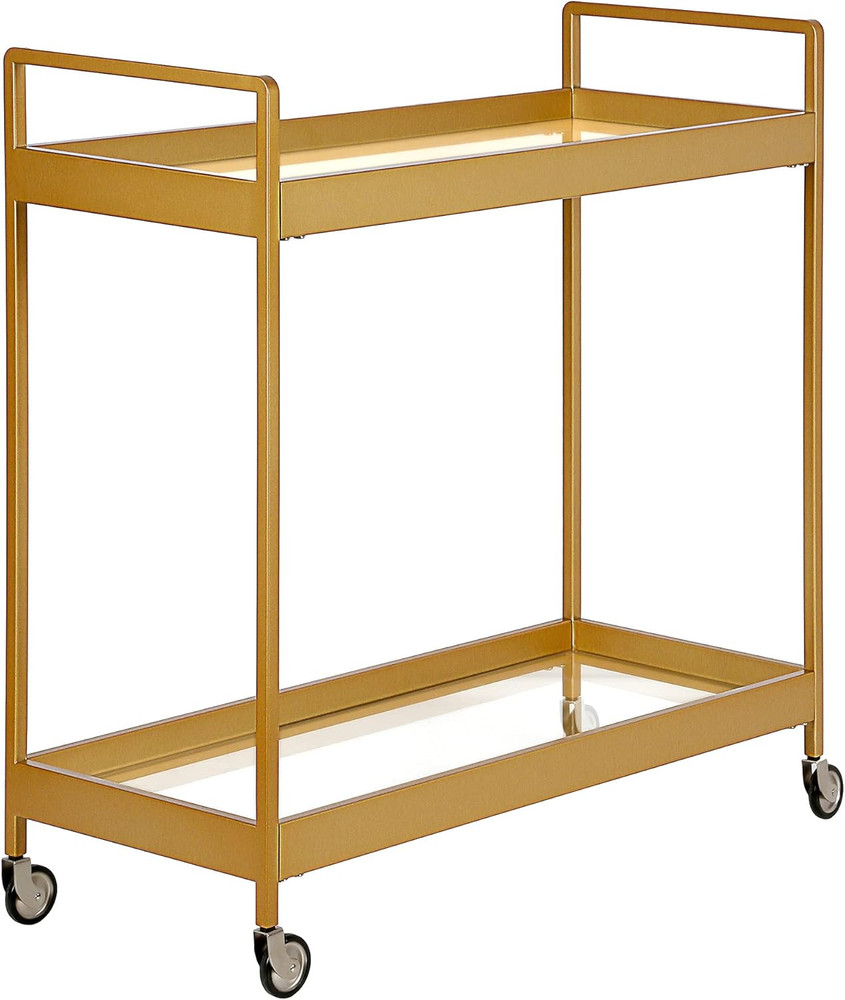 Cooper 33'' Wide Rectangular Bar Cart in Brass
