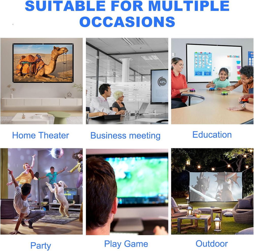 Projector Screen, 84 Inch Foldable Portable Rear Front Projector Screen Indoor