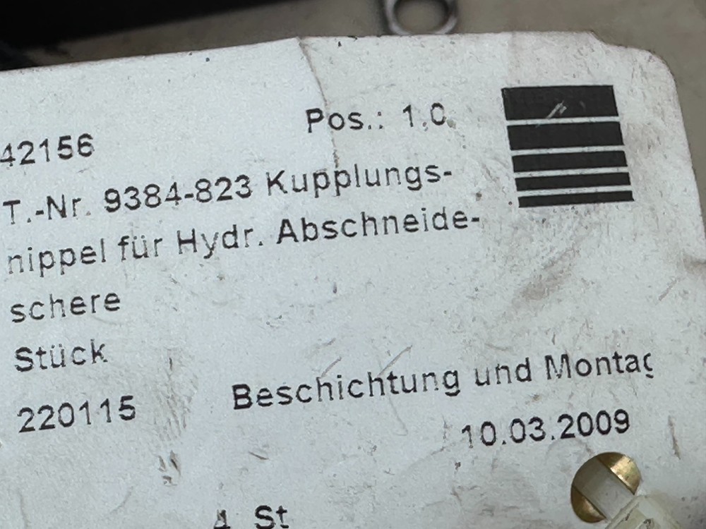 Stucchi 9384-823 Coupling - Nipple for Hydraulic Cutting