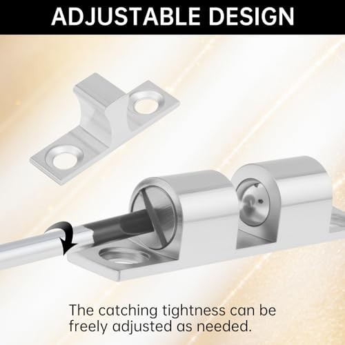 12Pcs Double Ball Roller Catch Latch, 48mm Solid Brass Cabinet Hardware, Screws