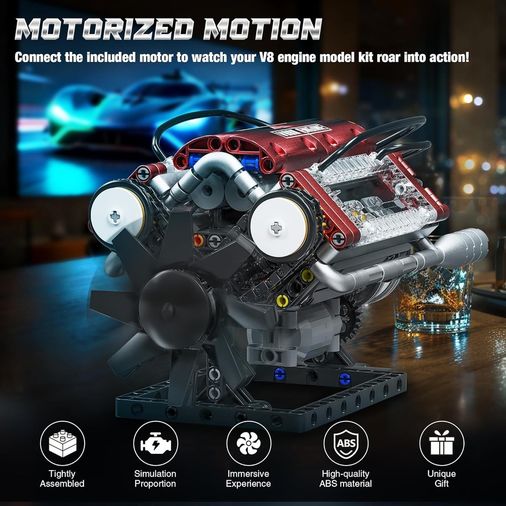 V8 Engine Model Kit That Runs, Build Your Own STEM Mini Engine Kit with Motor an