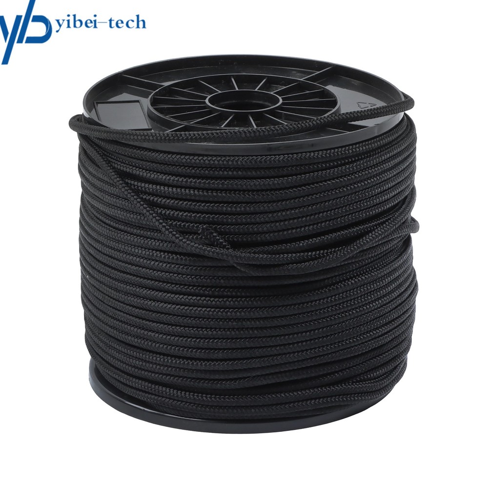 1/4 Inch Nylon Polyester Cord 500 Foot Spool Solid Braid Industrial Grade Black