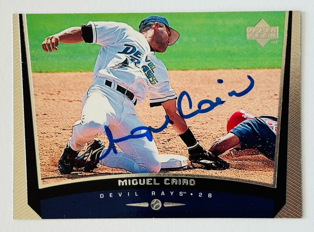 Miguel Cairo Tampa Bay Devil Rays Signed 1999 Upper Deck Card #211 COA Proof