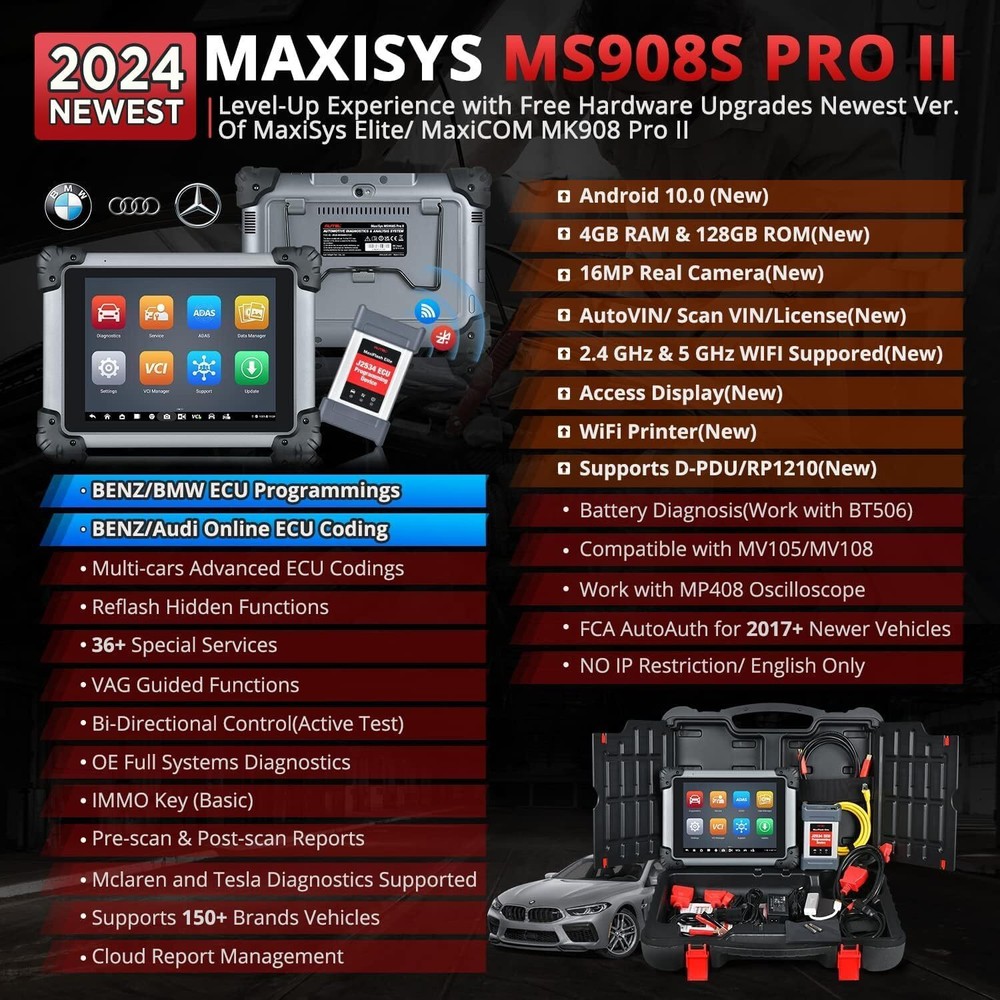 Autel MaxiSys PRO MS908S PRO II Elite Programming Diagnostic Tool OBDII Scanner