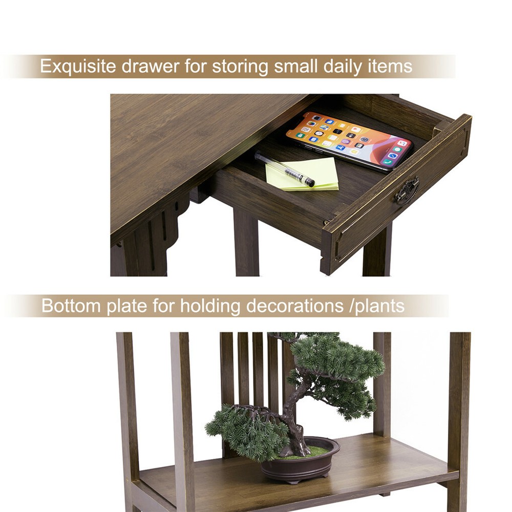 Rustic Console Sofa Table Narrow Console Table with Shelf Wood Entry Hall Table