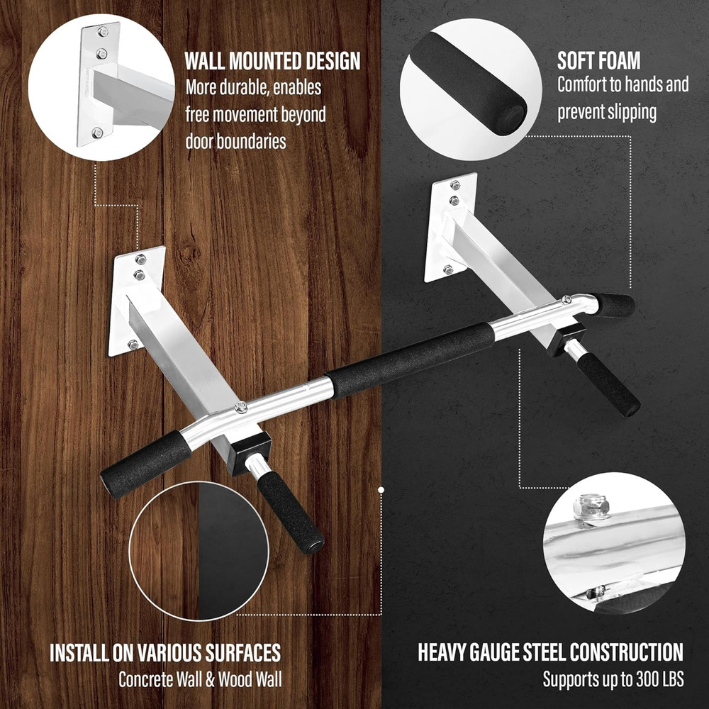 Pull up Bar Wall Mounted - Multifunctional Wall Mounted Pull up Bar for Home Gym