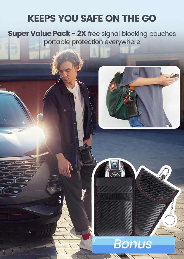 Samfolk Faraday Box and Pouch 2 Pack, Keyless Entry Car Key Safe Protector,An...