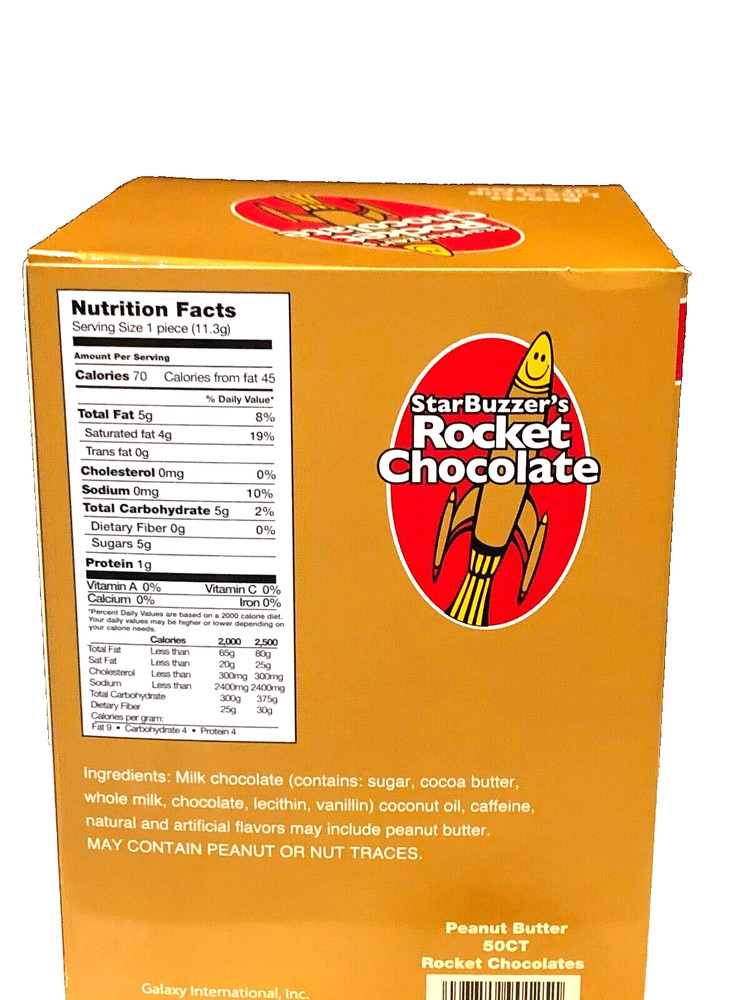 ROCKET CHOCOLATE CAFFEINE ENERGY 100 CT./PEANUT BUTTER