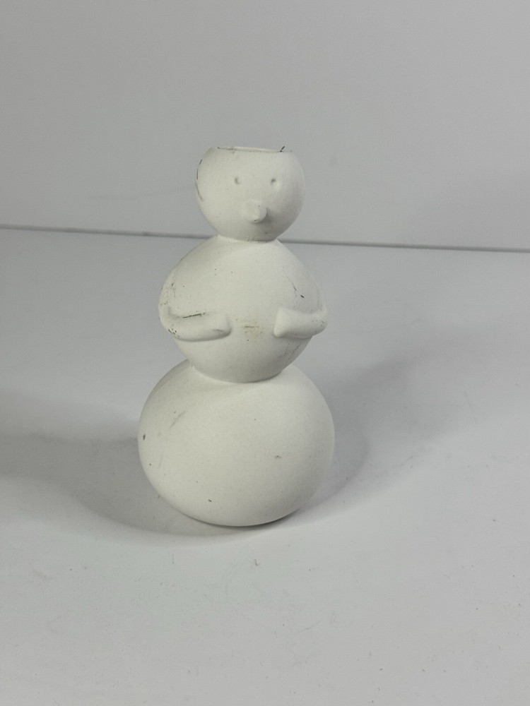 Snowman Candle Holder All White Ceramic