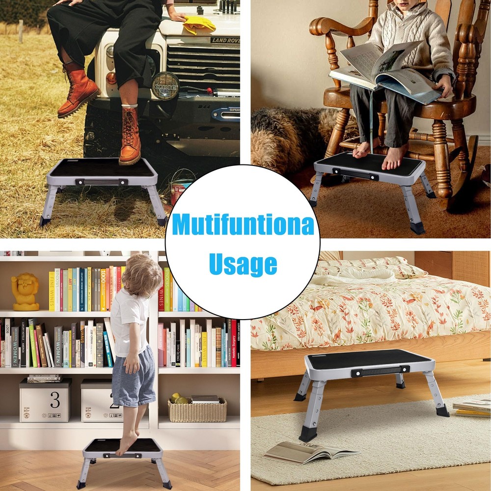 Step Stool Adjustable Folding Step Stools for Adults and Seniors Foldable Ste...