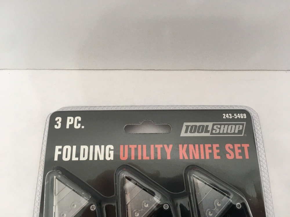 NEW Tool Shop 3-pc Folding Locking Utility Knife - Push Button Quick Release