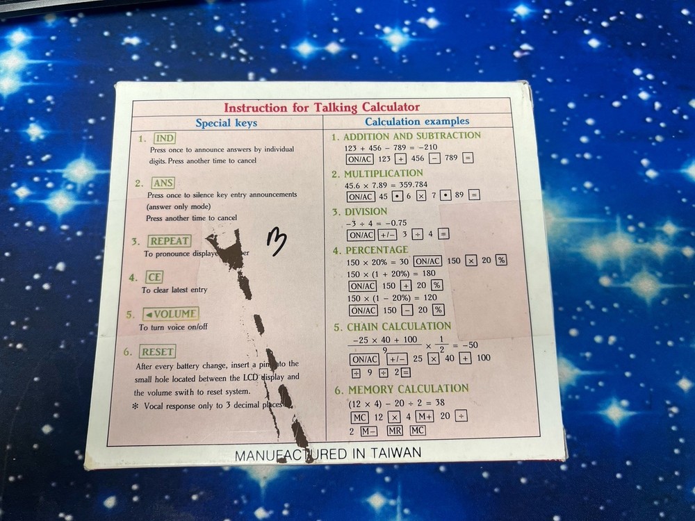 Voicer TC-80 Vintage Talking Calculator ***Works***
