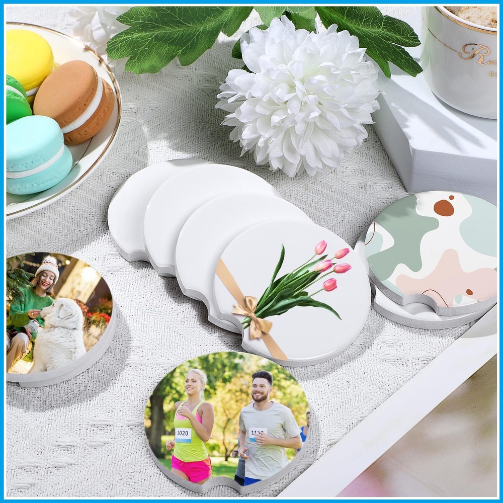 48 PCS Sublimation Ceramic Car Coasters Blanks, Absorbent Ceramic Sublimation...