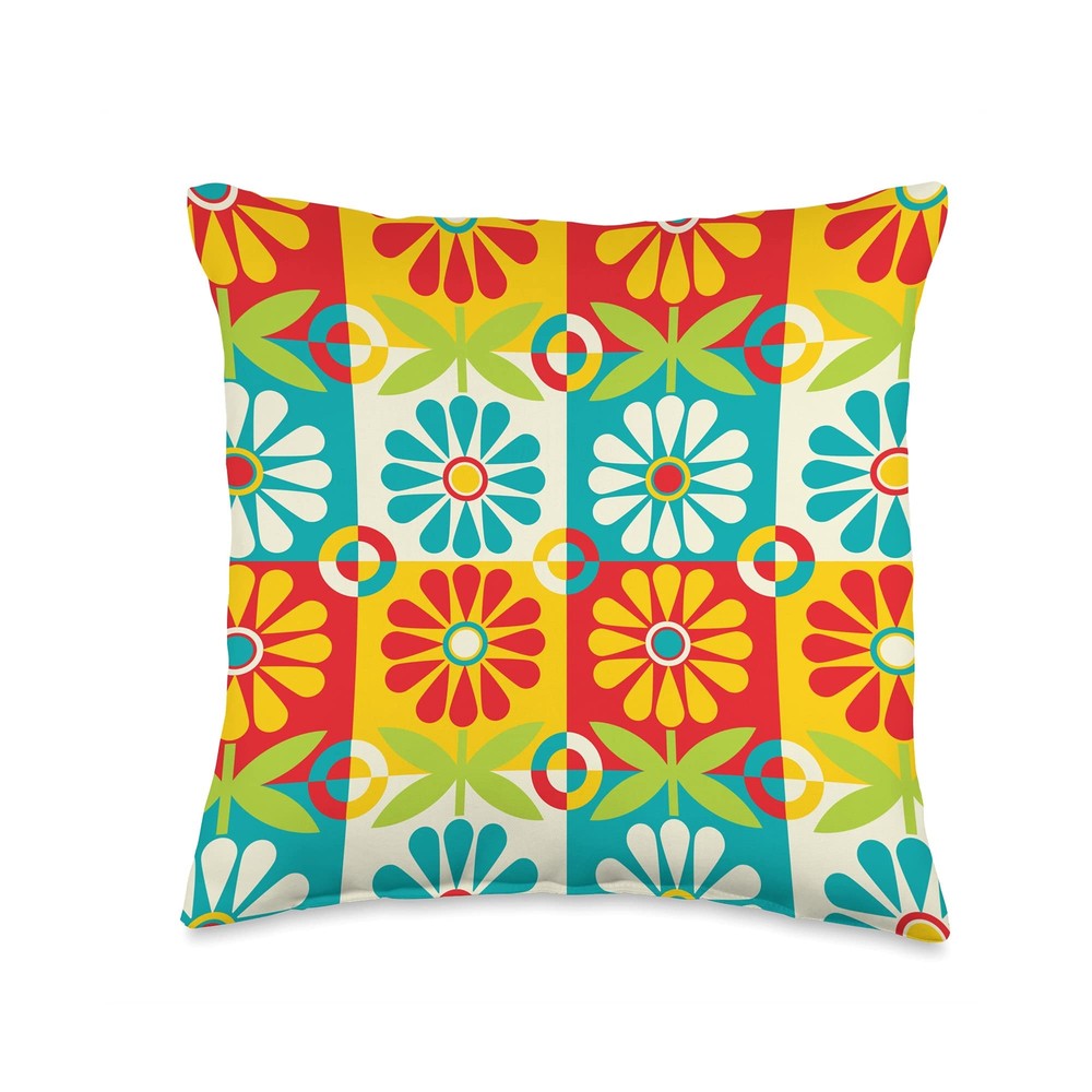 Bright & Sunny Daisy Throw Pillow 16x16 Multicolor