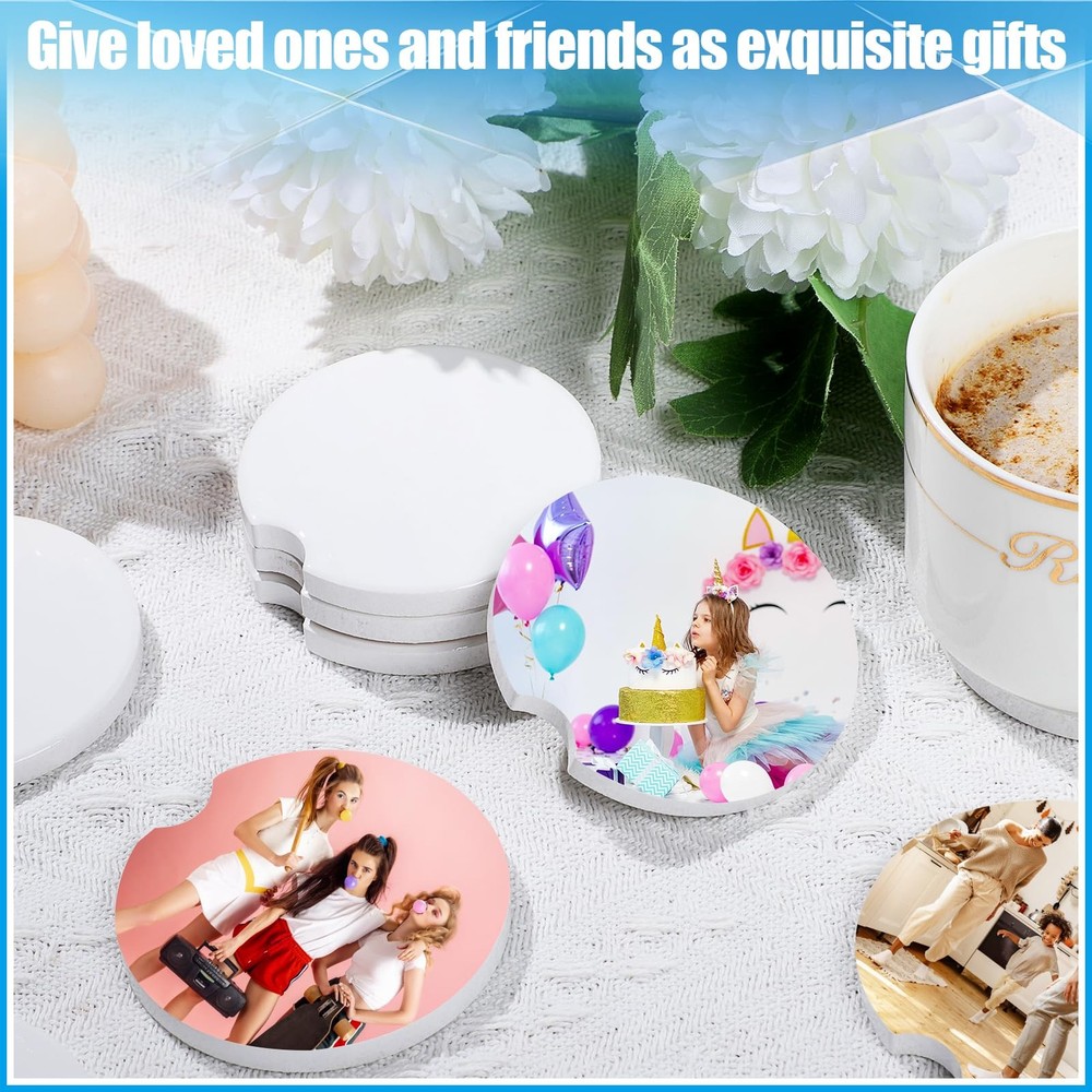 48 PCS Sublimation Ceramic Car Coasters Blanks, Absorbent Ceramic Sublimation...
