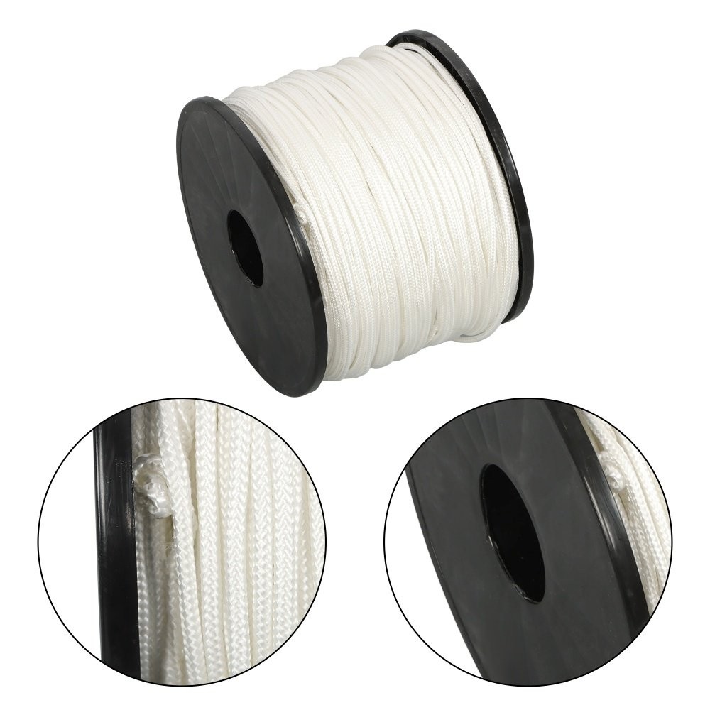 1/8" × 500' White Nylon Rope Sturdy Spool Solid Braid Rope Abrasion Resistance