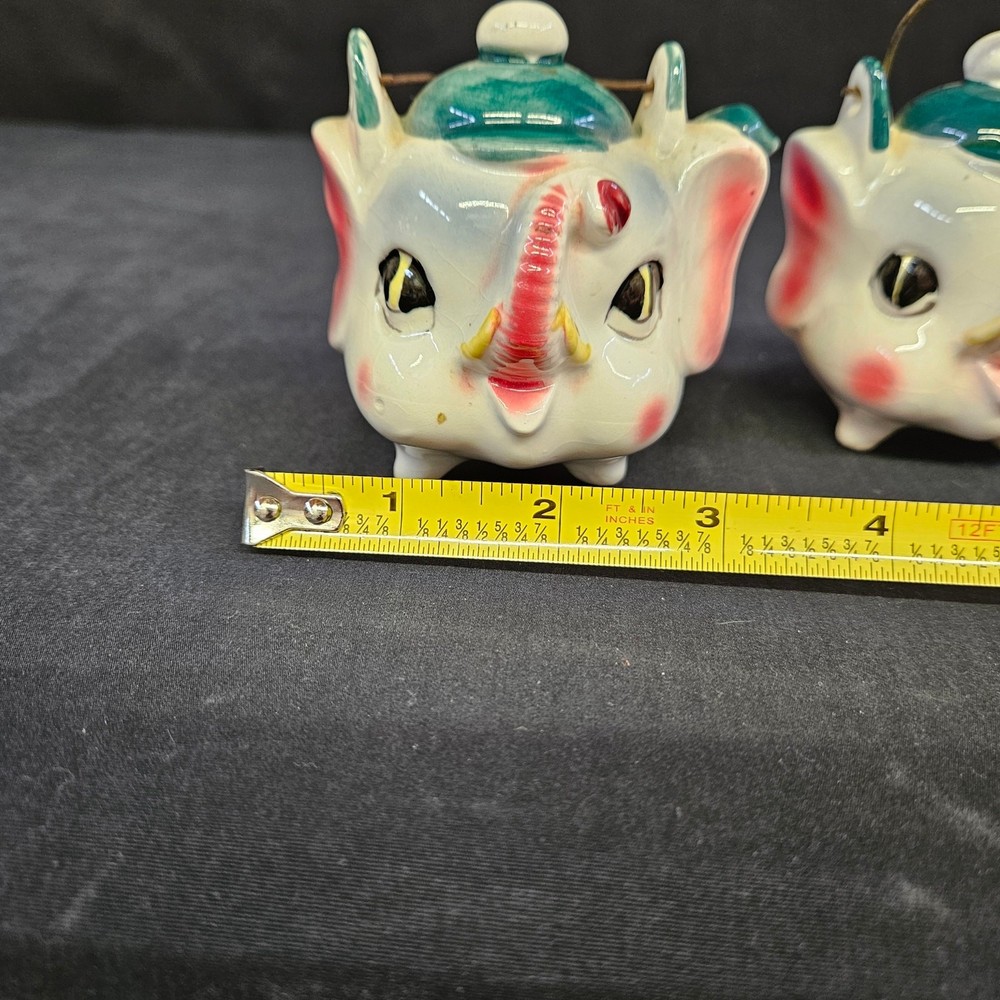 Vintage Elephant Anthropomorphic Salt & Pepper Shakers Missing Plugs