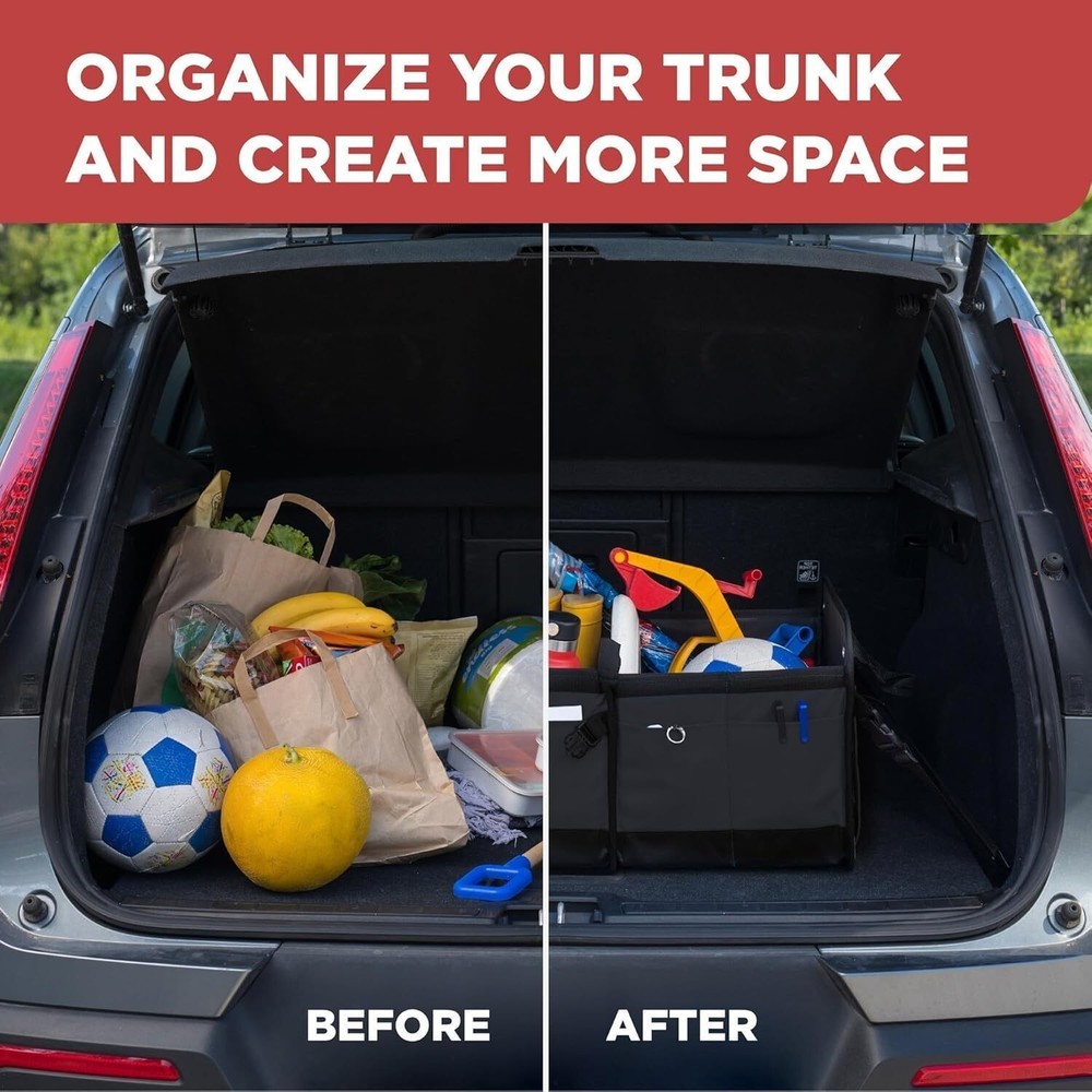 Trunk Organizer Adjustable Multi Compartments Collapsible Car Storage Handbag
