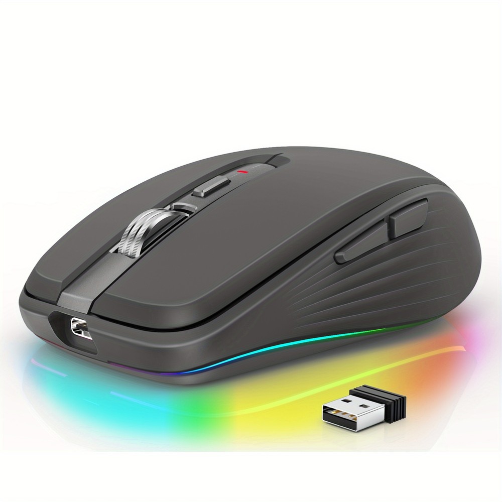 Wireless Bluetooth Mouse Dual Mode Rechargeable Optical Silent Ergonomic Mouse